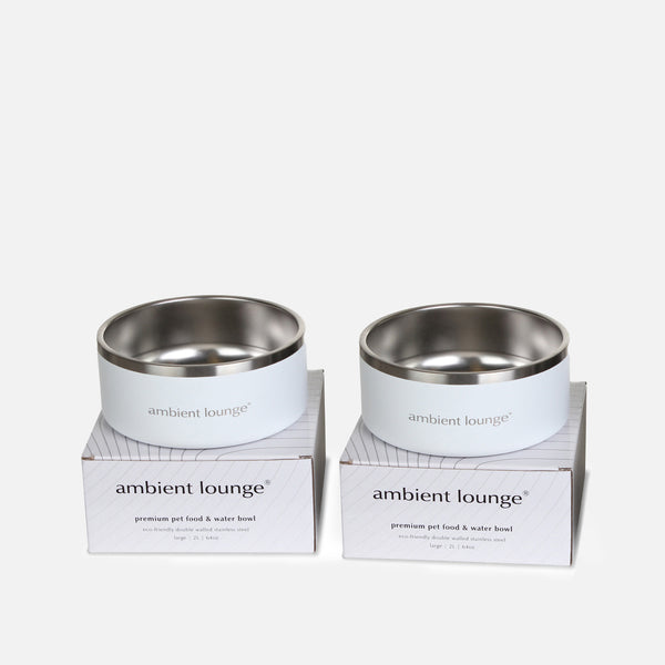 Set di 2 ciotole per cani in acciaio inox a doppia parete da 2 litri per cibo e acqua.