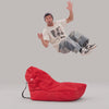 Relaxing in the Street Cred Red VIP beanbag lounge