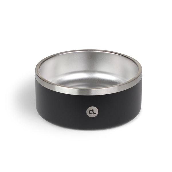 1L Stainless Steel Dog Bowl - Black/Black (Set of 2)